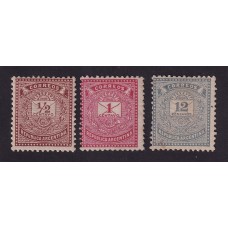 ARGENTINA 1882 GJ 61/3 ESTAMPILLAS NUEVAS CON GOMA SERIE COMPLETA DENTADO 12 U$ 94